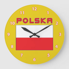 Bandera polaca con reloj de pared de Polska