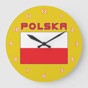 Bandera polaca con reloj de pared de Polska
