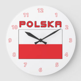 Bandera polaca con reloj de pared de Polska