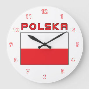 Bandera polaca con reloj de pared de Polska