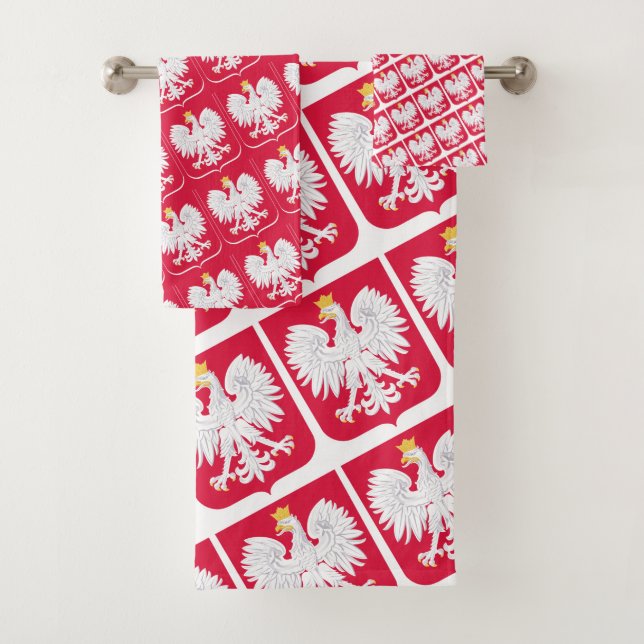 Bandera polaca y toalla de Polonia, hinchas de via (In situ)