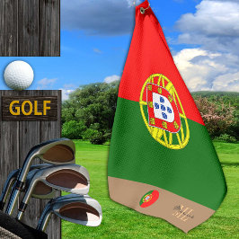 Bandera portuguesa y toalla de golf monogramada en