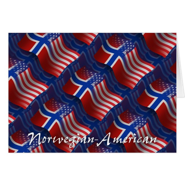 Bandera que agita Noruego-Americana (Anverso (Horizontal))