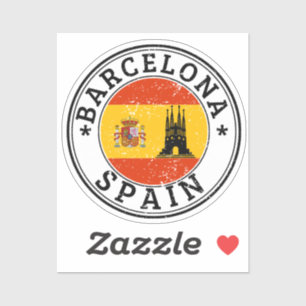 Bandera Redonda De Pegatina De Sello De Barcelón P