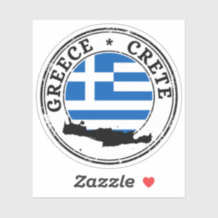Bandera Redonda De Pegatina De Sello De Grecia Par