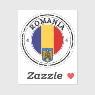 Bandera Redonda De Pegatina De Sello De Rumania Pa