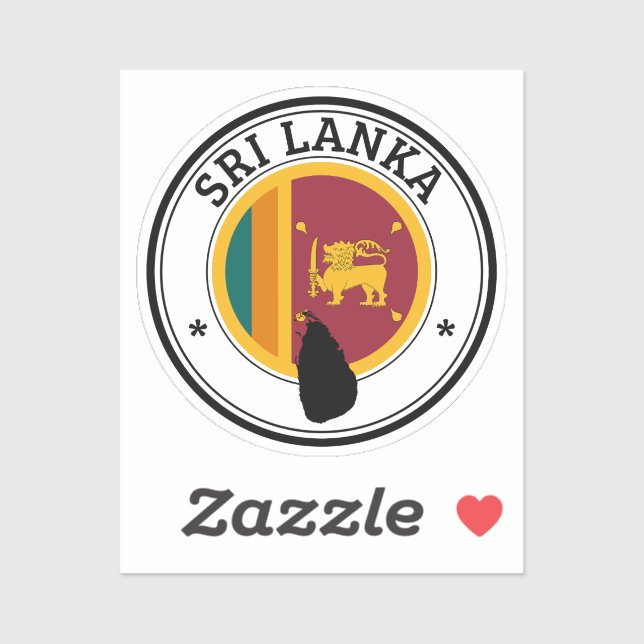 Bandera redonda de Pegatina de sellos de Sri Lanka (Hoja)