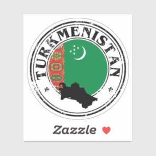 Bandera redonda de Pegatina Seal de Turkmenistán p