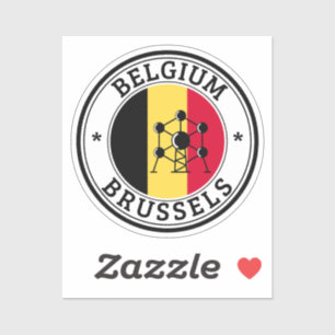 Bandera Redonda De Pegatina Sellador De Bélgica Pa