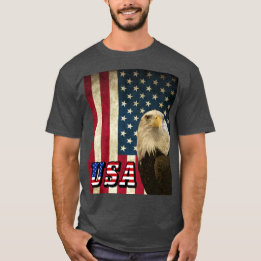 Bandera retro de águila calva americana, camiseta