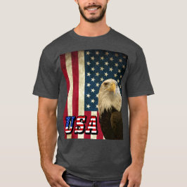 Bandera retro de águila calva americana, camiseta 