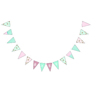 Bandera rosada de Baby Shower del chica y verde