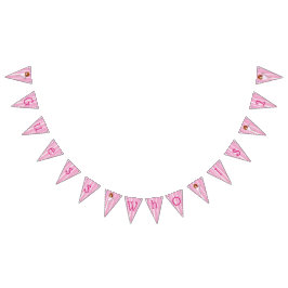 Bandera rosada personalizada del cumpleaños de la