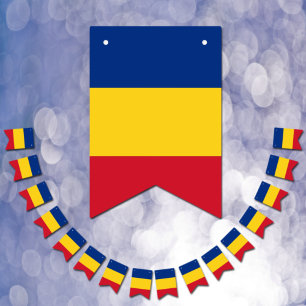 Bandera rumana y pancartas de fiesta de Rumania /