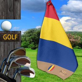 Bandera rumana y toalla de golf monogramada en Rum