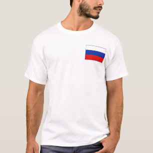 Bandera rusa y camiseta de mapa