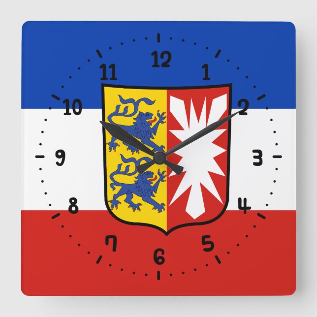 Bandera Schleswig-Holstein reloj de pared cuadrado (Anverso)