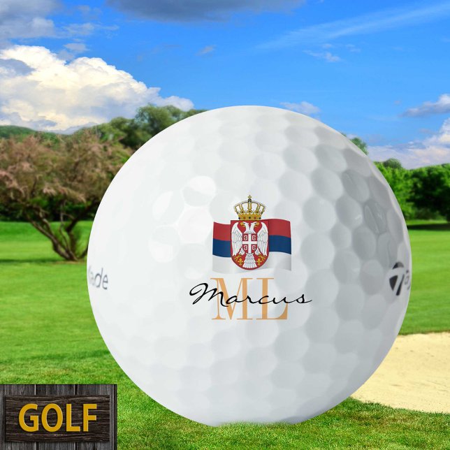 Bandera serbia monogramada y bolas de golf de Serb (Subido por el creador)