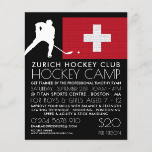 Bandera suiza, jugador de hockey, volante publicit