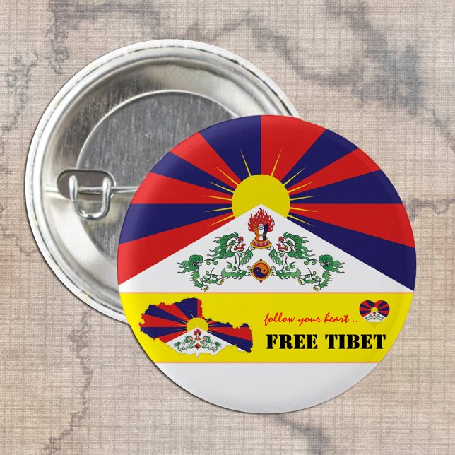 Bandera Tibet y Tibetana Libre, botón Corazón de m (Subido por el creador)