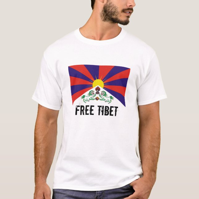 Bandera tibetana, camiseta LIBRE de TÍBET (Anverso)