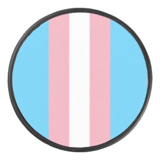 bandera trans pálida en disco de hockey (Anverso)