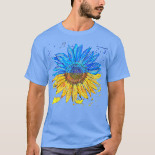 Bandera ucraniana camiseta vintage con girasol