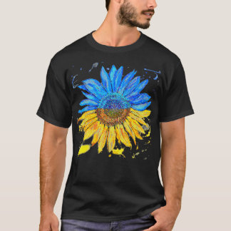 Bandera ucraniana camiseta vintage con girasol