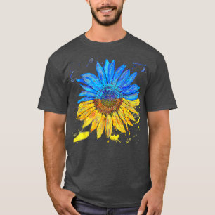 Bandera ucraniana camiseta vintage con girasol
