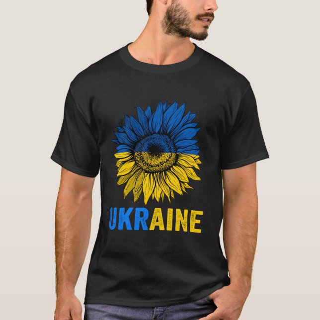 Bandera ucraniana camiseta vintage con girasol (Anverso)