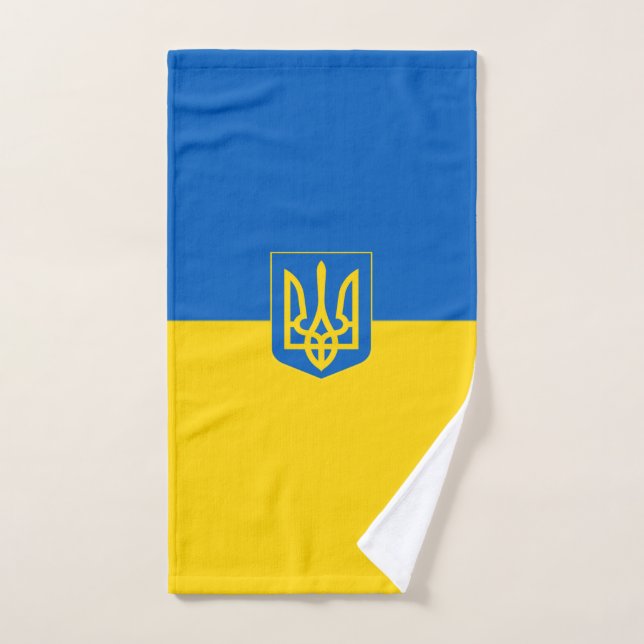 Bandera ucraniana escudo de armas (Toalla de mano)