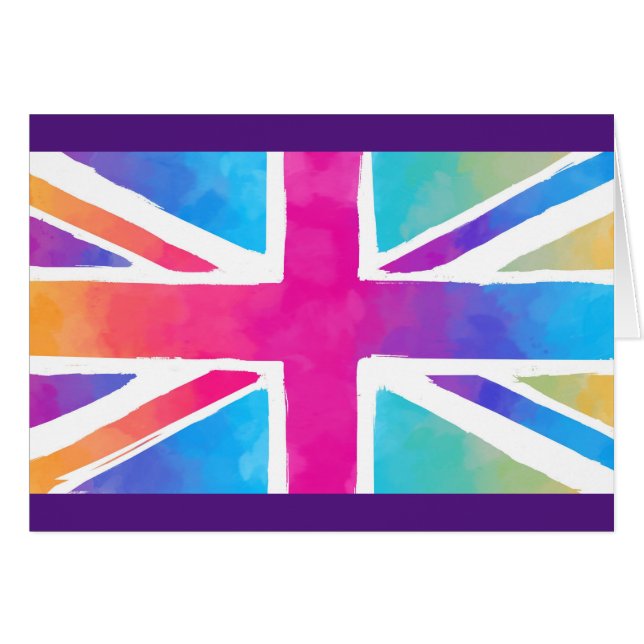 Bandera Union Jack en acuarelas brillantes (Anverso (Horizontal))