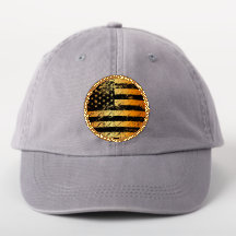 Bandera USA Deteriorada Dorada con Ribete Dorado
