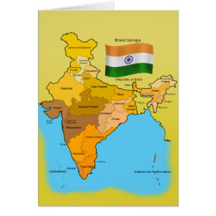 Bandera y mapa de la India