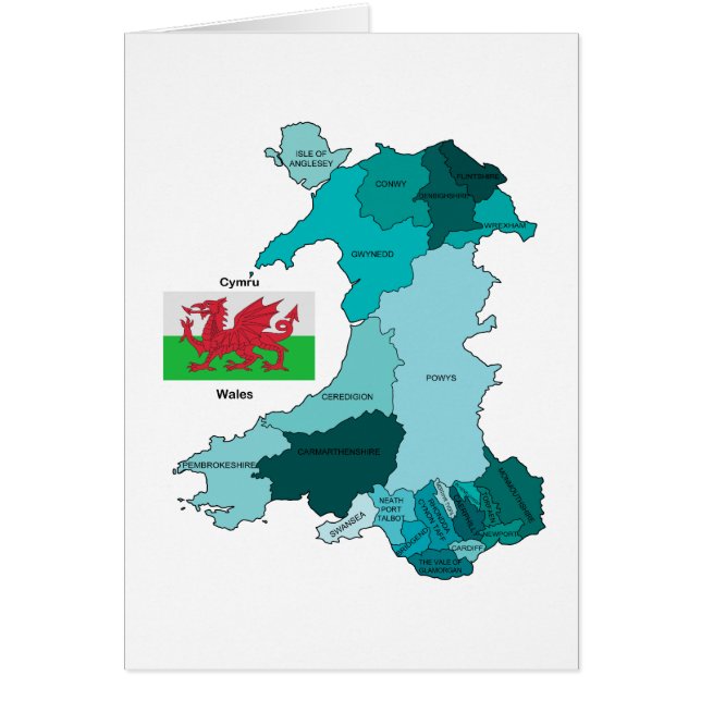 Bandera y mapa de País de Gales (Frente)