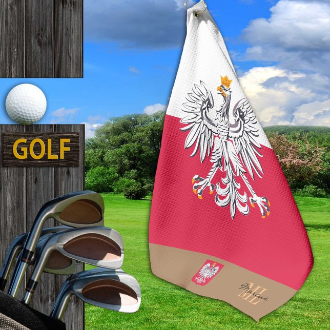 Bandera y Polonia polacas, toalla de golf monogram (Subido por el creador)
