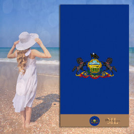 Bandera y toalla de playa de Pensilvania monograma