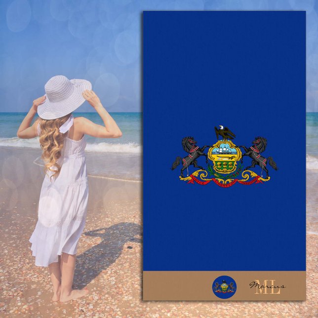 Bandera y toalla de playa de Pensilvania monograma (Subido por el creador)