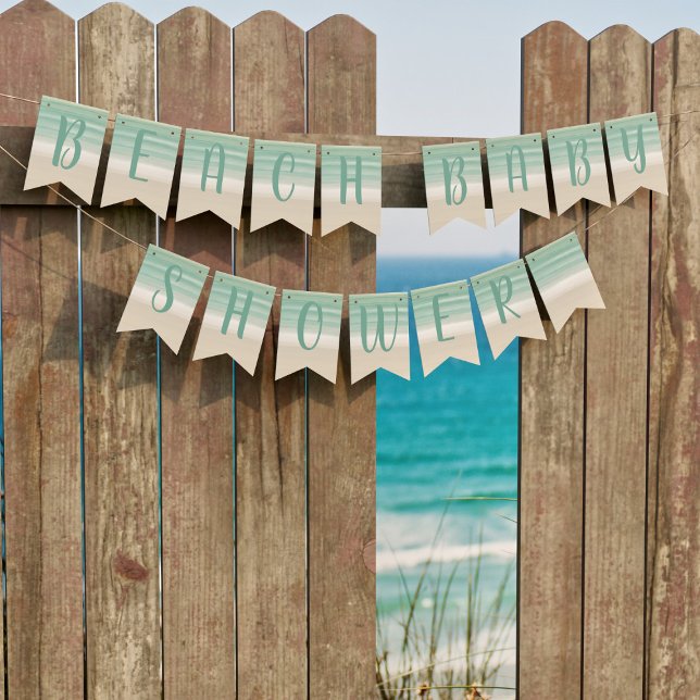 Banderas de Baby Shower turquesa de playa moderna (Beach baby shower bunting for your baby shower on the beach. Beachy!)