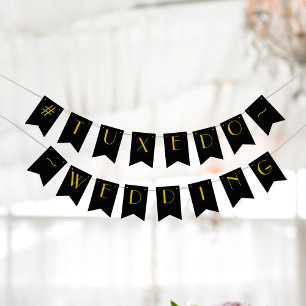 Banderas de Bunting Bodas de Gatsby en negro y oro