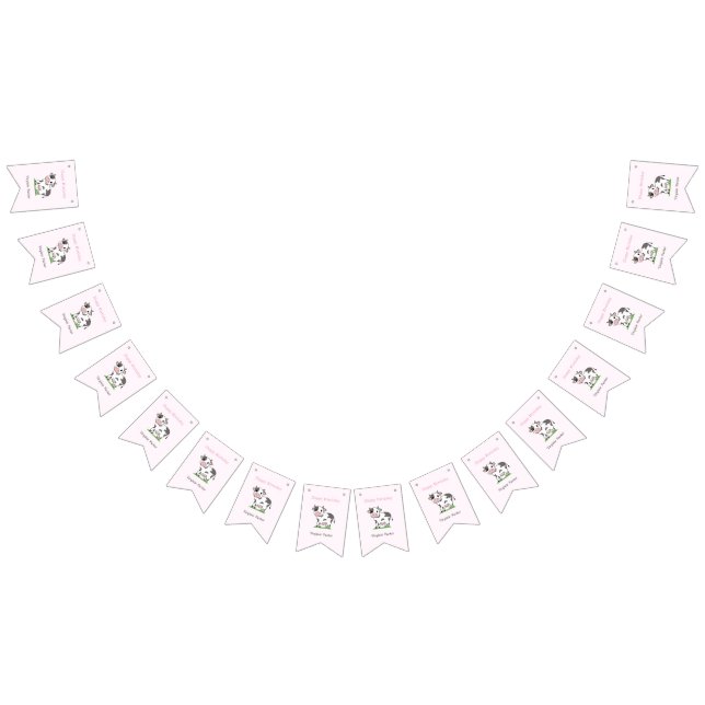Banderas de Bunting Cute Cow Birthday (Todo)