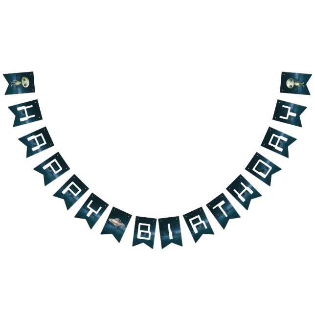 Banderas de Bunting de Alien Outer Space Happy Bir (Todo)