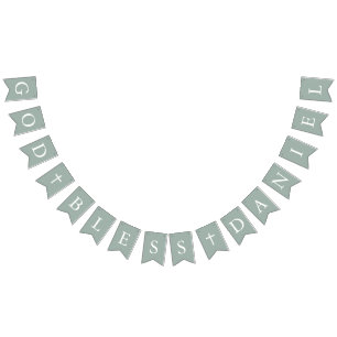 Banderas de Bunting de Bautizo de Niño Verde y Bla