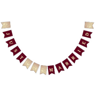 Banderas de Bunting de Bodas Burgundy Recién Casad