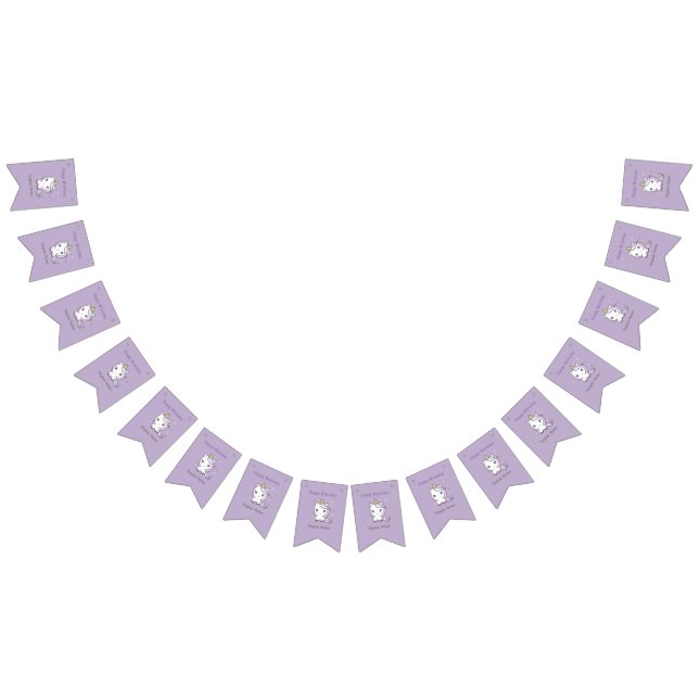 Banderas de Bunting de cumpleaños de Cute Unicorn (Todo)