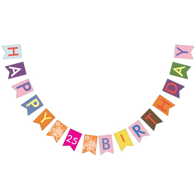 banderas de bunting de feliz 25 años (Todo)
