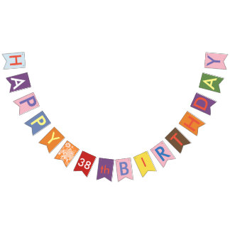 banderas de bunting de feliz cumpleaños número 38