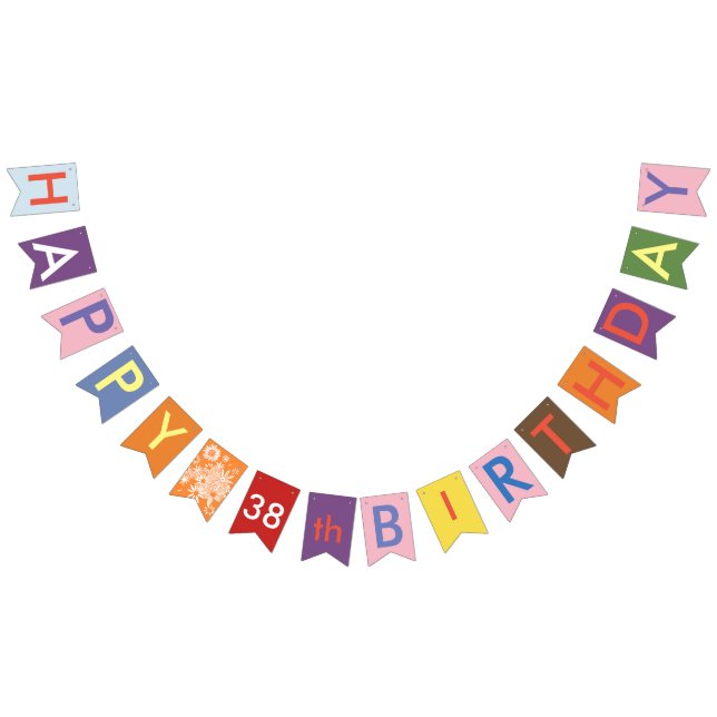 banderas de bunting de feliz cumpleaños número 38 (Todo)