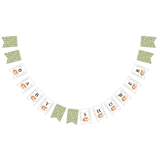 Banderas de Bunting de Woodland Fox Baby Shower (Todo)