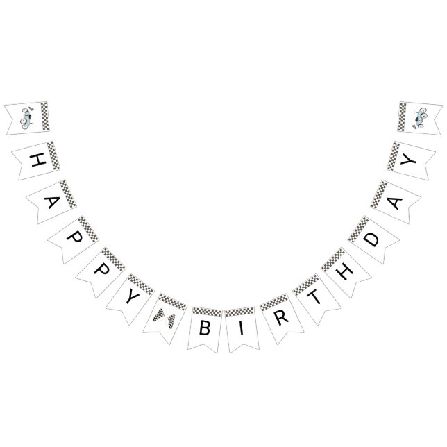 Banderas de Bunting Retro Blue Race Car (Todo)